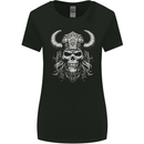 Viking Warrior Skull Helmet With Horns Womens Wider Cut T-Shirt Black