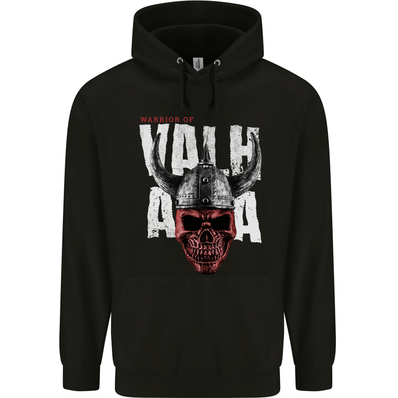 Viking Warrior Skull Valhalla Childrens Kids Hoodie Black