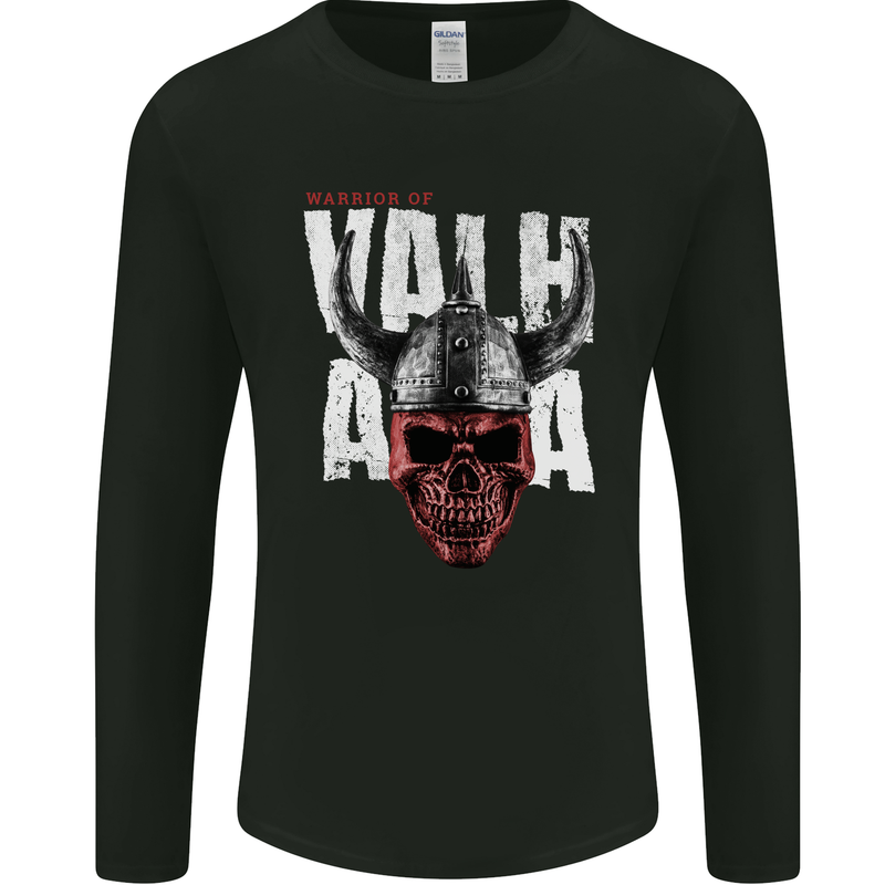 Viking Warrior Skull Valhalla Mens Long Sleeve T-Shirt Black