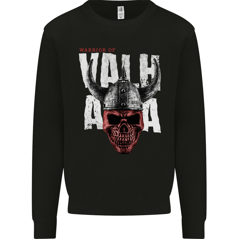 Viking Warrior Skull Valhalla Mens Sweatshirt Jumper Black