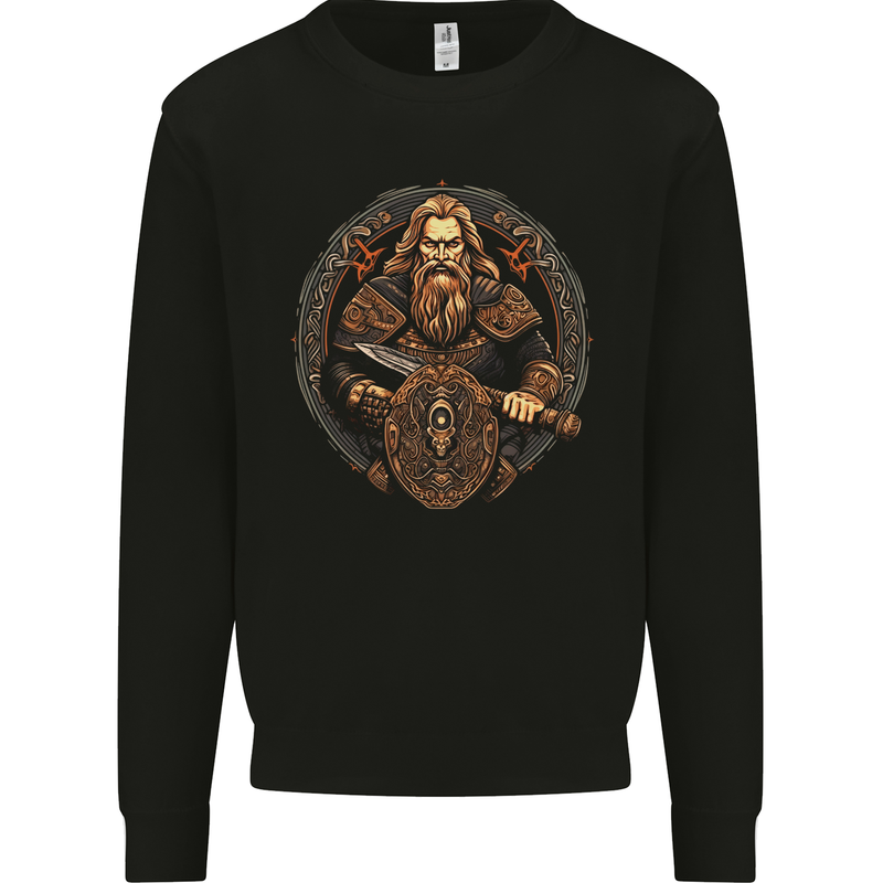 Viking Warrior With Sword and Shield Mens Sweatshirt Jumper Black
