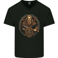 Viking Warrior With Sword and Shield Mens V-Neck Cotton T-Shirt Black