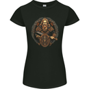 Viking Warrior With Sword and Shield Womens Petite Cut T-Shirt Black