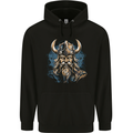 Viking With Horned Helmet Mens 80% Cotton Hoodie Black