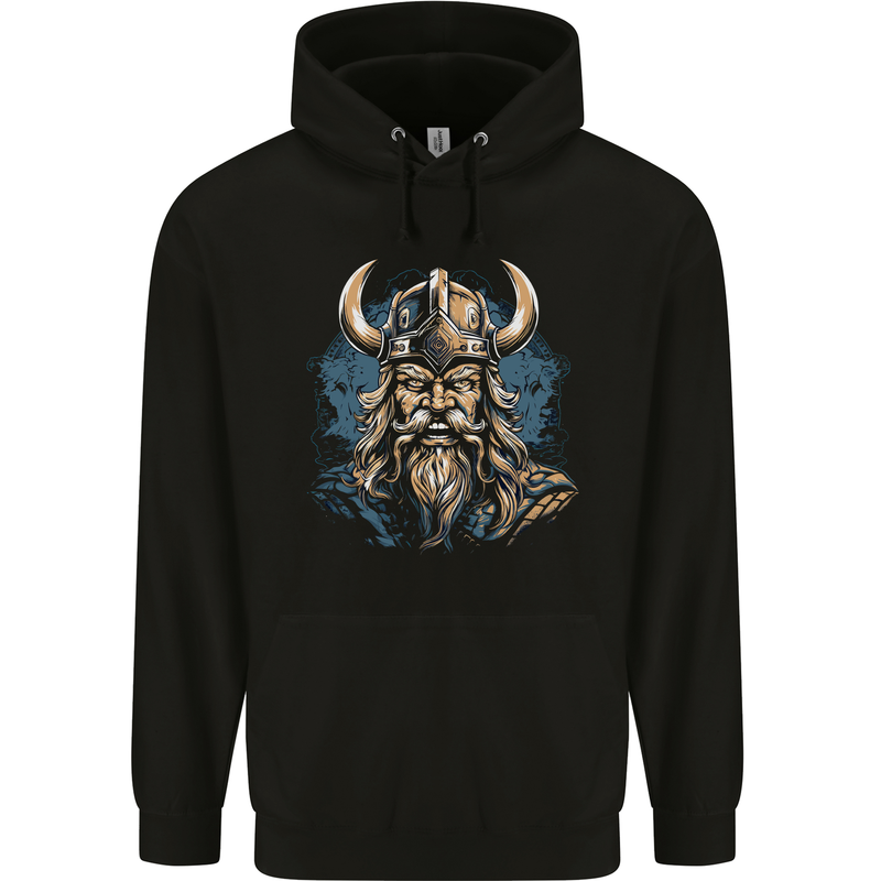 Viking With Horned Helmet Mens 80% Cotton Hoodie Black