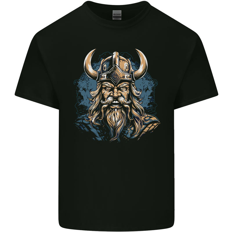 Viking With Horned Helmet Mens Cotton T-Shirt Tee Top Black