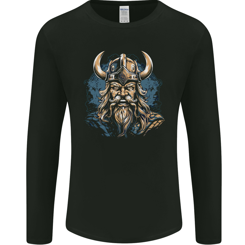 Viking With Horned Helmet Mens Long Sleeve T-Shirt Black