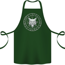 Viking Wolf With Nordic Symbols Cotton Apron 100% Organic Forest Green