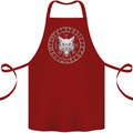 Viking Wolf With Nordic Symbols Cotton Apron 100% Organic Maroon