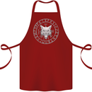 Viking Wolf With Nordic Symbols Cotton Apron 100% Organic Maroon