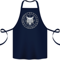 Viking Wolf With Nordic Symbols Cotton Apron 100% Organic Navy Blue