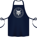 Viking Wolf With Nordic Symbols Cotton Apron 100% Organic Navy Blue
