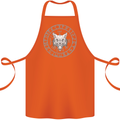 Viking Wolf With Nordic Symbols Cotton Apron 100% Organic Orange