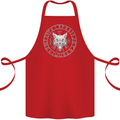 Viking Wolf With Nordic Symbols Cotton Apron 100% Organic Red