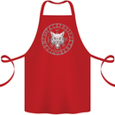 Viking Wolf With Nordic Symbols Cotton Apron 100% Organic Red