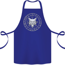 Viking Wolf With Nordic Symbols Cotton Apron 100% Organic Royal Blue
