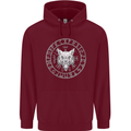 Viking Wolf With Nordic Symbols Mens 80% Cotton Hoodie Maroon
