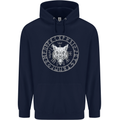 Viking Wolf With Nordic Symbols Mens 80% Cotton Hoodie Navy Blue