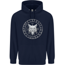 Viking Wolf With Nordic Symbols Mens 80% Cotton Hoodie Navy Blue