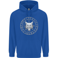 Viking Wolf With Nordic Symbols Mens 80% Cotton Hoodie Royal Blue