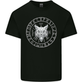 Viking Wolf With Nordic Symbols Mens Cotton T-Shirt Tee Top Black