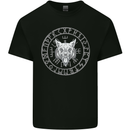 Viking Wolf With Nordic Symbols Mens Cotton T-Shirt Tee Top Black