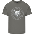 Viking Wolf With Nordic Symbols Mens Cotton T-Shirt Tee Top Charcoal