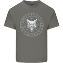 Viking Wolf With Nordic Symbols Mens Cotton T-Shirt Tee Top Charcoal