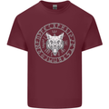 Viking Wolf With Nordic Symbols Mens Cotton T-Shirt Tee Top Maroon