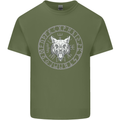 Viking Wolf With Nordic Symbols Mens Cotton T-Shirt Tee Top Military Green