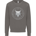 Viking Wolf With Nordic Symbols Mens Sweatshirt Jumper Charcoal
