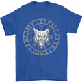 Viking Wolf With Nordic Symbols Mens T-Shirt 100% Cotton Royal Blue