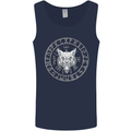 Viking Wolf With Nordic Symbols Mens Vest Tank Top Navy Blue