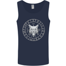 Viking Wolf With Nordic Symbols Mens Vest Tank Top Navy Blue