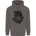 Viking Wolf With Vegvisir Symbol Black Mens 80% Cotton Hoodie Charcoal
