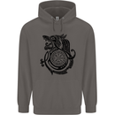 Viking Wolf With Vegvisir Symbol Black Mens 80% Cotton Hoodie Charcoal