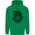 Viking Wolf With Vegvisir Symbol Black Mens 80% Cotton Hoodie Irish Green