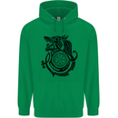 Viking Wolf With Vegvisir Symbol Black Mens 80% Cotton Hoodie Irish Green