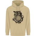 Viking Wolf With Vegvisir Symbol Black Mens 80% Cotton Hoodie Sand