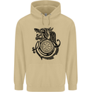 Viking Wolf With Vegvisir Symbol Black Mens 80% Cotton Hoodie Sand