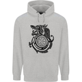 Viking Wolf With Vegvisir Symbol Black Mens 80% Cotton Hoodie Sports Grey