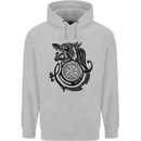 Viking Wolf With Vegvisir Symbol Black Mens 80% Cotton Hoodie Sports Grey