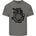 Viking Wolf With Vegvisir Symbol Black Mens Cotton T-Shirt Tee Top Charcoal