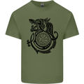 Viking Wolf With Vegvisir Symbol Black Mens Cotton T-Shirt Tee Top Military Green