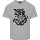 Viking Wolf With Vegvisir Symbol Black Mens Cotton T-Shirt Tee Top Sports Grey