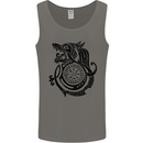 Viking Wolf With Vegvisir Symbol Black Mens Vest Tank Top Charcoal