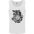 Viking Wolf With Vegvisir Symbol Black Mens Vest Tank Top White
