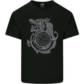 Viking Wolf With Vegvisir Symbol Mens Cotton T-Shirt Tee Top Black
