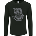 Viking Wolf With Vegvisir Symbol Mens Long Sleeve T-Shirt Black