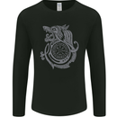 Viking Wolf With Vegvisir Symbol Mens Long Sleeve T-Shirt Black